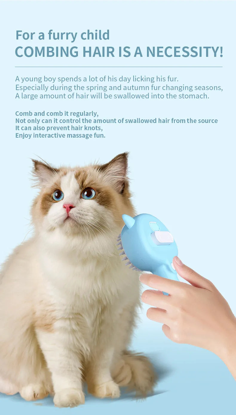 Self-Cleaning Mist Cat Brush - Cozy & Clever